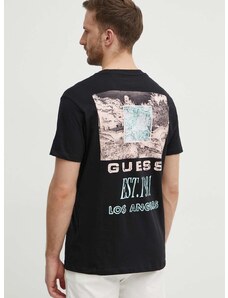 Памучна тениска Guess в черно с апликация M4GI30 I3Z14