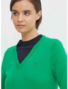 Пуловер Tommy Hilfiger дамски в зелено от лека материя WW0WW40098