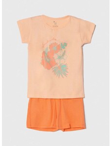 Детска памучна пижама zippy (2 броя) в оранжево с принт