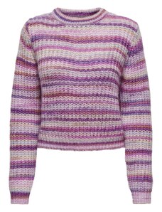 ONLY Пуловер 'Ollie' тъмнолилаво / лилав меланж / червен меланж / бяло
