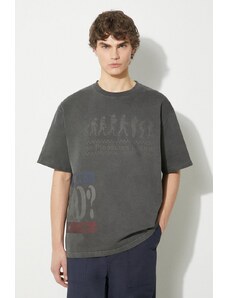 Памучна тениска PLEASURES Evolution Heavyweight T-Shirt в сиво с десен P24SP019.BLACK