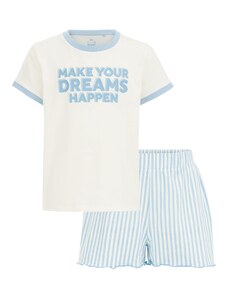 WE Fashion Комплект пижама светлосиньо / бяло