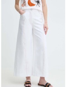 Панталон Max Mara Leisure в бяло с широка каройка, висока талия 2416781018600