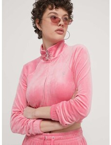Кадифен суичър Juicy Couture в розово с апликация