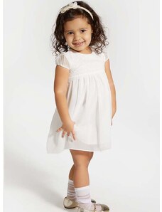 Бебешка рокля Coccodrillo в бяло къса със стандартна кройка