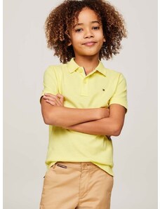 Детска памучна тениска с яка Tommy Hilfiger в жълто с изчистен дизайн