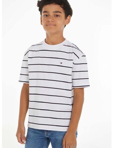 Детска памучна тениска Tommy Hilfiger в тъмносиньо с десен