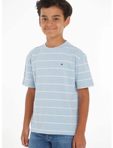 Детска памучна тениска Tommy Hilfiger в синьо с десен