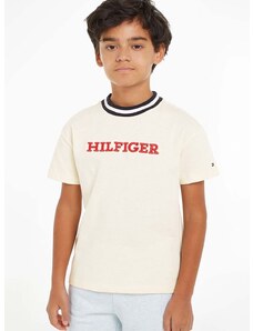 Детска тениска Tommy Hilfiger в бежово с принт
