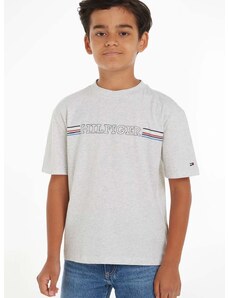 Детска памучна тениска Tommy Hilfiger в сиво