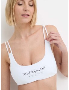 Горнище на бански Karl Lagerfeld в бяло с леко подплатени чашки