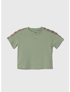 Детска памучна тениска Guess в зелено