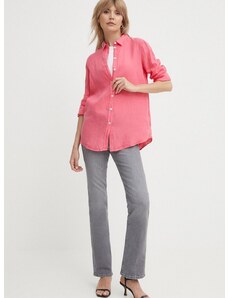 Ленена риза Mos Mosh в розово със стандартна кройка с класическа яка