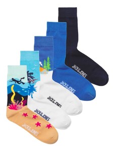 JACK & JONES Къси чорапи 'VACAY' цвят "пясък" / синьо / нейви синьо / бяло