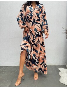 Creative Широка дълга дамска рокля в моден десен - код 2396 - 1