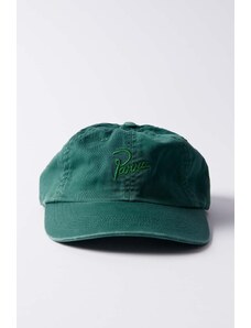 Памучна шапка с козирка by Parra Script Logo 6 Panel Hat в зелено с изчистен дизайн 51272