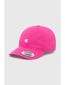 Памучна шапка с козирка Carhartt WIP Madison Logo Cap в розово с апликация I023750.25JXX