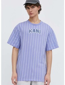 Памучна тениска Karl Kani в лилаво с десен