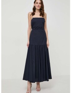 Памучна рокля Ivy Oak в тъмносиньо дълга разкроена IO117615