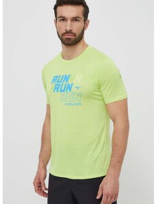Тениска за бягане Mizuno Core Run в зелено с принт J2GAB008