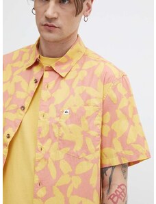 Памучна риза Quiksilver мъжка в оранжево със стандартна кройка с класическа яка