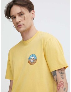 Памучна тениска Billabong в жълто с принт ABYZT02233