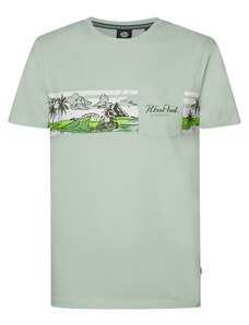 Petrol Industries Тениска 'Classic' зелено / пастелно зелено / черно / мръсно бяло