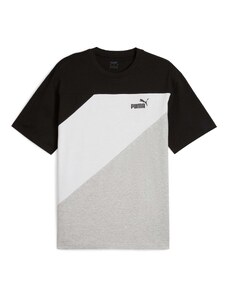 PUMA Функционална тениска 'Power' сив меланж / черно / бяло