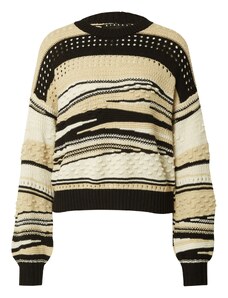 Sisley Пуловер бежово / черно / бяло
