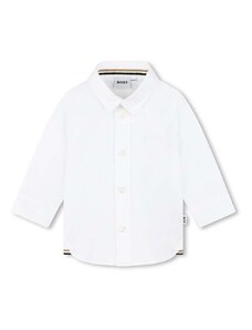 Бебешка памучна риза BOSS в бяло