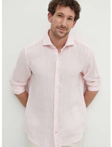 Ленена риза Joop! Pai в розово със стандартна кройка с италианска яка 30041389 10011212 3004138910011210