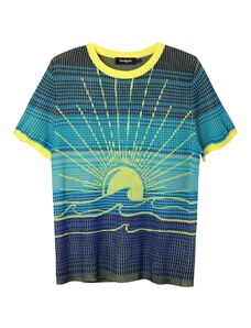 Desigual Тениска морскосиньо / тюркоазен / нощно синьо / лимоненожълто / петрол