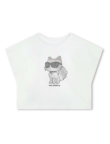 Детска памучна тениска Karl Lagerfeld в бяло