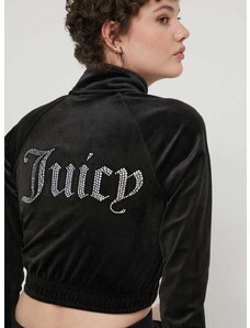 Кадифен суичър Juicy Couture в черно с апликация