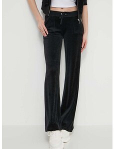 Кадифен спортен панталон Juicy Couture в черно с изчистен дизайн