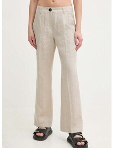 Ленен панталон Marella в бежово със стандартна кройка, с висока талия 2413131272200