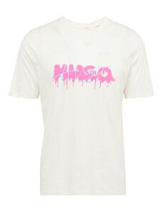 HUGO Тениска 'Dacation' светлосиньо / фуксия / бяло