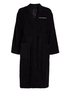 Karl Lagerfeld Дълъг халат за баня 'Ikonik 2.0' черно / бяло