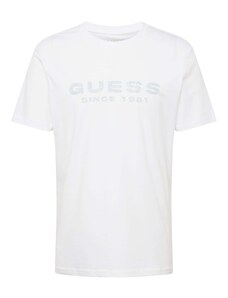 GUESS Тениска светлосиньо / бяло