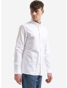 Памучна риза A.P.C. Chemise Greg мъжка в бяло със стандартна кройка с класическа яка
