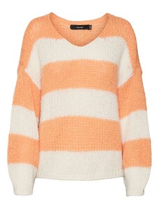 VERO MODA Пуловер 'ERIN' оранжево / бяло