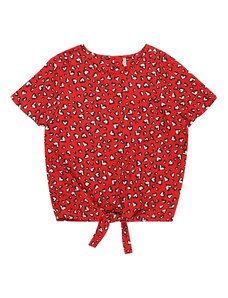 KIDS ONLY Тениска 'PALMA' огнено червено / черно / бяло