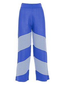 Influencer Панталон 'Striped knit pants' кралско синьо / бяло