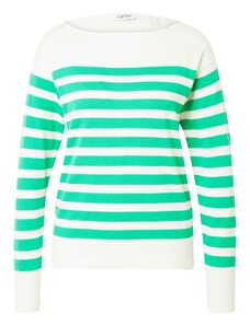 ESPRIT Пуловер зелено / бяло