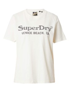Superdry Тениска кремаво / сиво
