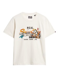 Superdry Тениска 'Tokyo' кремаво / аквамарин / оранжево / черно