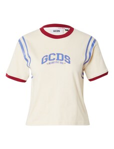 GCDS Тениска кралско синьо / карминено червено / бял памук