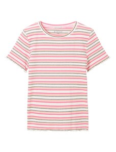 TOM TAILOR Тениска оранжево / розово / черно / бяло