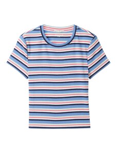 TOM TAILOR Тениска синьо / нейви синьо / сьомга / мръсно бяло