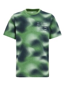 WE Fashion Тениска антрацитно черно / зелено / бяло